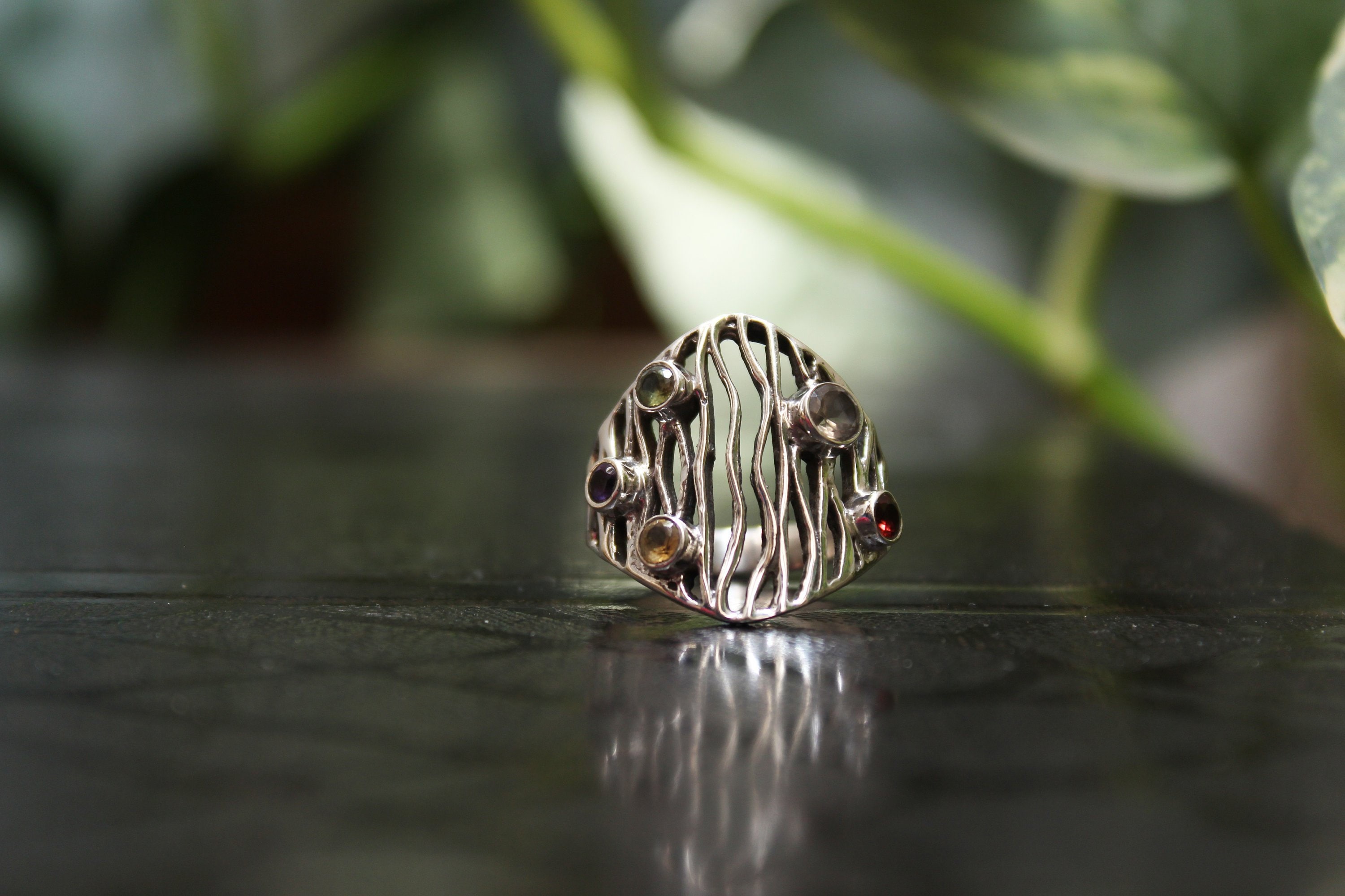 Tree Bark Rustic Ring/ Multiple Stone Ring/ Multiple Etsy