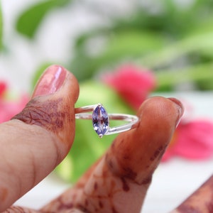 Tanzanite Marquise Ring: 925 Sterling Silver Bluish Purple Gemstone