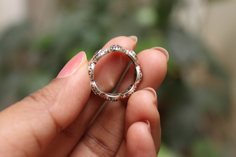 Red Garnet Ring Full Eternity Band January Birthstone Ring Layering Ring Tiny Ring Slim Ring Trending Jewelry Cool Summer Ring