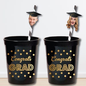 Graduation Party Face Straws - Class of 2026 Personalized Party Decor