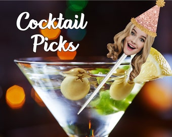 Custom Face Cocktail Picks - Funny Photo decorations - Personalized Party Decor