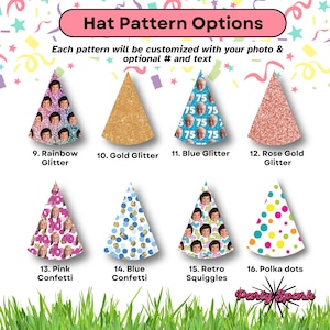 Custom Birthday Party Hat – Photo Party Hat – Personalized with Your Photo and Pattern – Custom Party Decor afbeelding 3