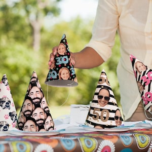 Personalized Photo Party Hat - Customized with your photo and fun pattern of choice