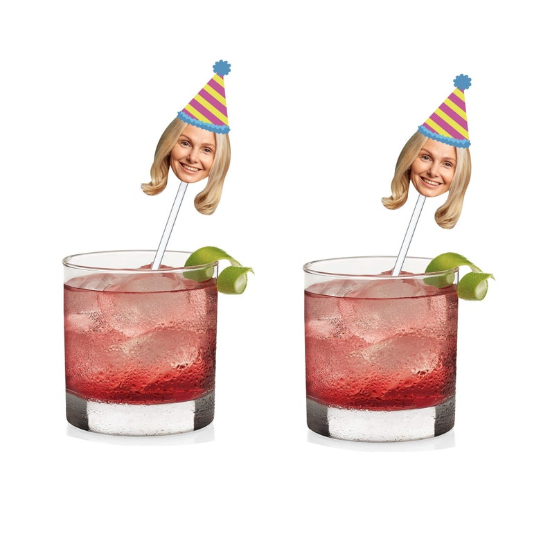 Custom Face Drink Stirrers Swizzle-Sticks Custom Party Picks Personalized Decorations Funny Photo Decor image 3