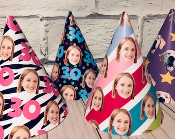 Custom Birthday Party Hat – Photo Party Hat – Personalized with Your Photo  and Pattern – Custom Party Decor