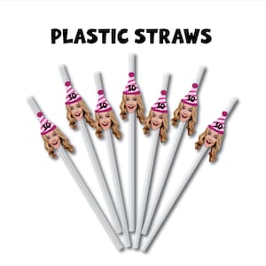 Custom Face Plastic Party Straws: Personalized Photo Straw Decor