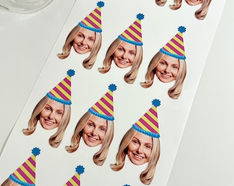 ADD MATCHING STICKERS to any banner order! Custom Face Party Decoration Stickers - Waterproof - High Quality Printed Vinyl Stickers