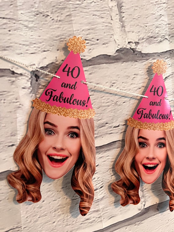 40 and Fabulous Custom Photo Banner - 20th 30th 40th 50th 60th Birthday banner, Personalized decor, Face Banner, Party backdrop