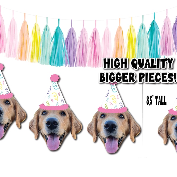Personalized Dog Face Photo Banner - Dog Birthday Party banner, Pet photo Banner - Puppy Party - Dog Adoption - Gotcha Day Custom Banner
