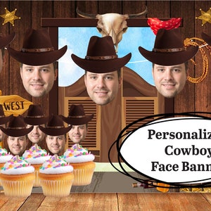 Personalized Cowboy Hat Face Banner: Wild West Party Decor