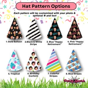 Custom Birthday Party Hat – Photo Party Hat – Personalized with Your Photo and Pattern – Custom Party Decor afbeelding 2