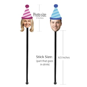 Custom Face Drink Stirrers Swizzle-Sticks Custom Party Picks Personalized Decorations Funny Photo Decor image 2