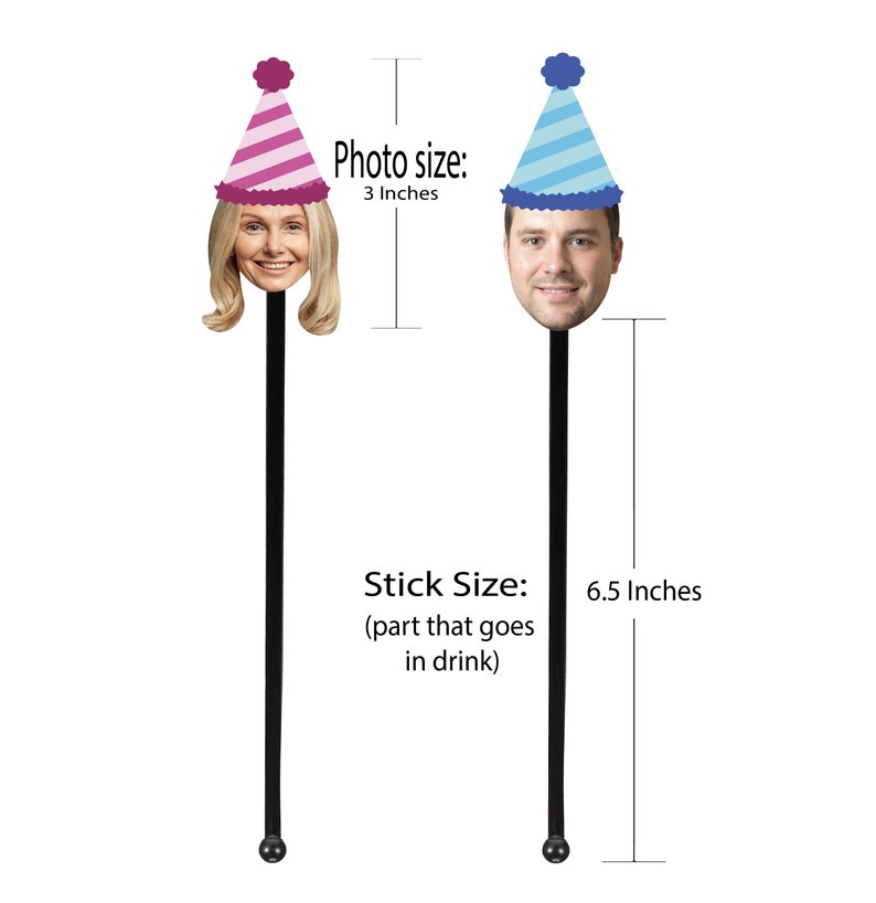 Custom Face Drink Stirrers Swizzle-Sticks Custom Party Picks Personalized Decorations Funny Photo Decor image 2