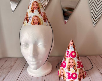 Custom Face Party Hat - Photo Party Hat - Personalized with your photo and fun pattern of choice - Custom Party Decor- birthday hats