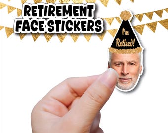 Custom Face Retirement Party Stickers: Personalized Photo Decorations