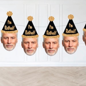 Bannière et décorations personnalisées pour le départ à la retraite - Bonne retraite, je suis à la retraite, décoration de fête de bureau personnalisée, bannière faciale, décoration photo