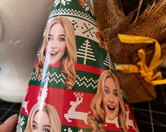 Chapeau de fête de Noël - Chapeau de fête avec photo de visage - Personnalisé avec votre photo et le motif amusant de votre choix