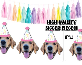 Personalized Face Photo Banner - Dog Birthday Party banner, Pet photo Banner - Puppy Party - Dog Adoption - Gotcha Day Custom Banner