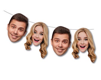 Striscione con foto personalizzata + coriandoli, decorazioni per cupcake, bastoncini per cocktail - Decorazioni personalizzate per feste di compleanno