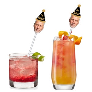 Retirement Party Drink Stirrers - Custom Face Photo Swizzle-Sticks