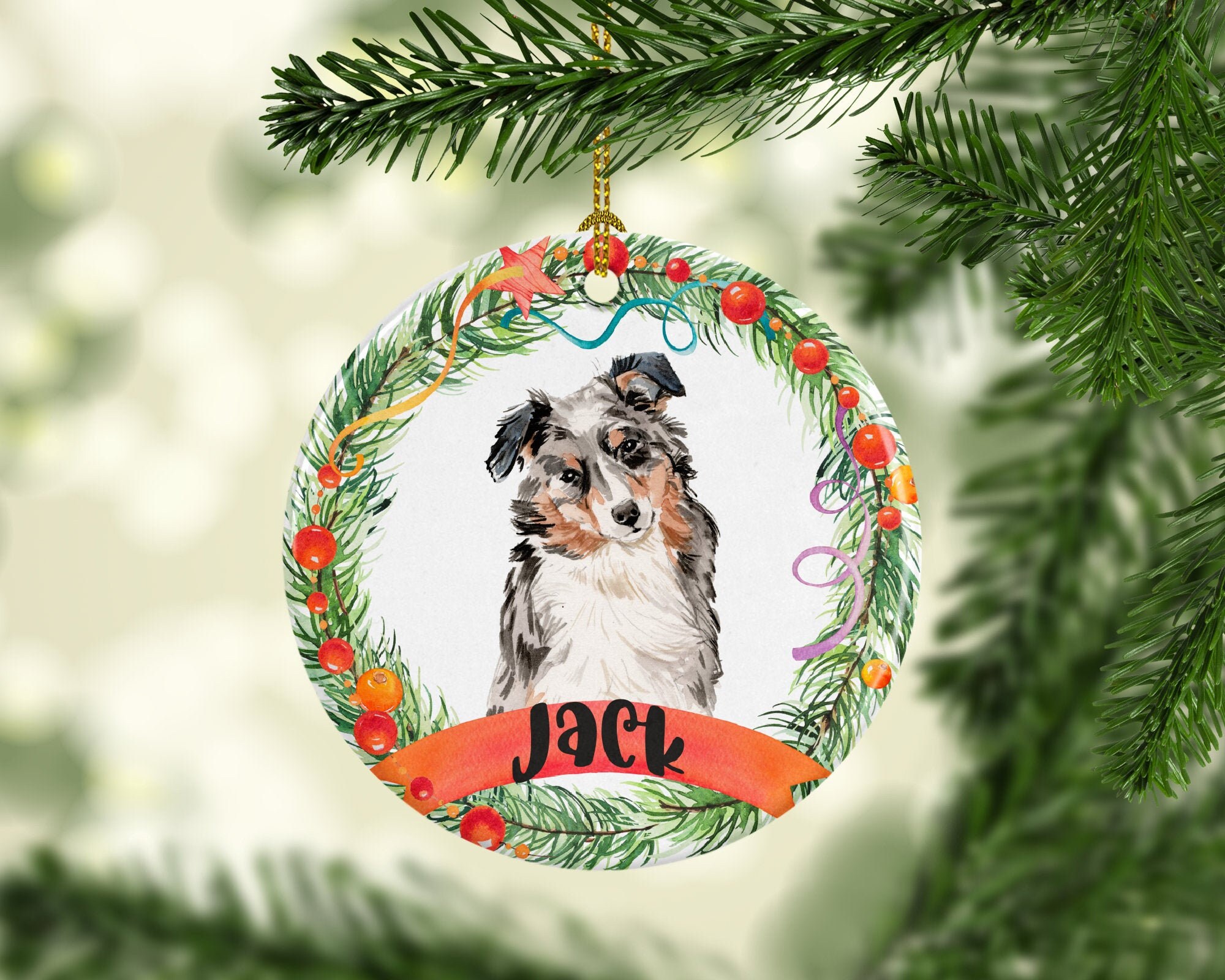 Australian Shepherd Ornament Personalized Ornament Custom Etsy