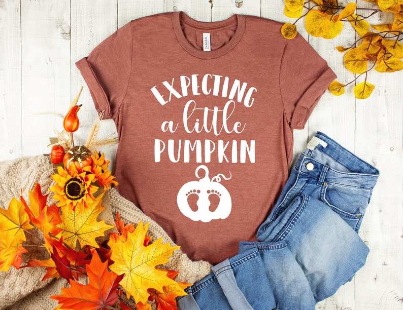 Expecting A Little Pumpkin Fall Baby Reveal Shirt Pregnancy image 0
