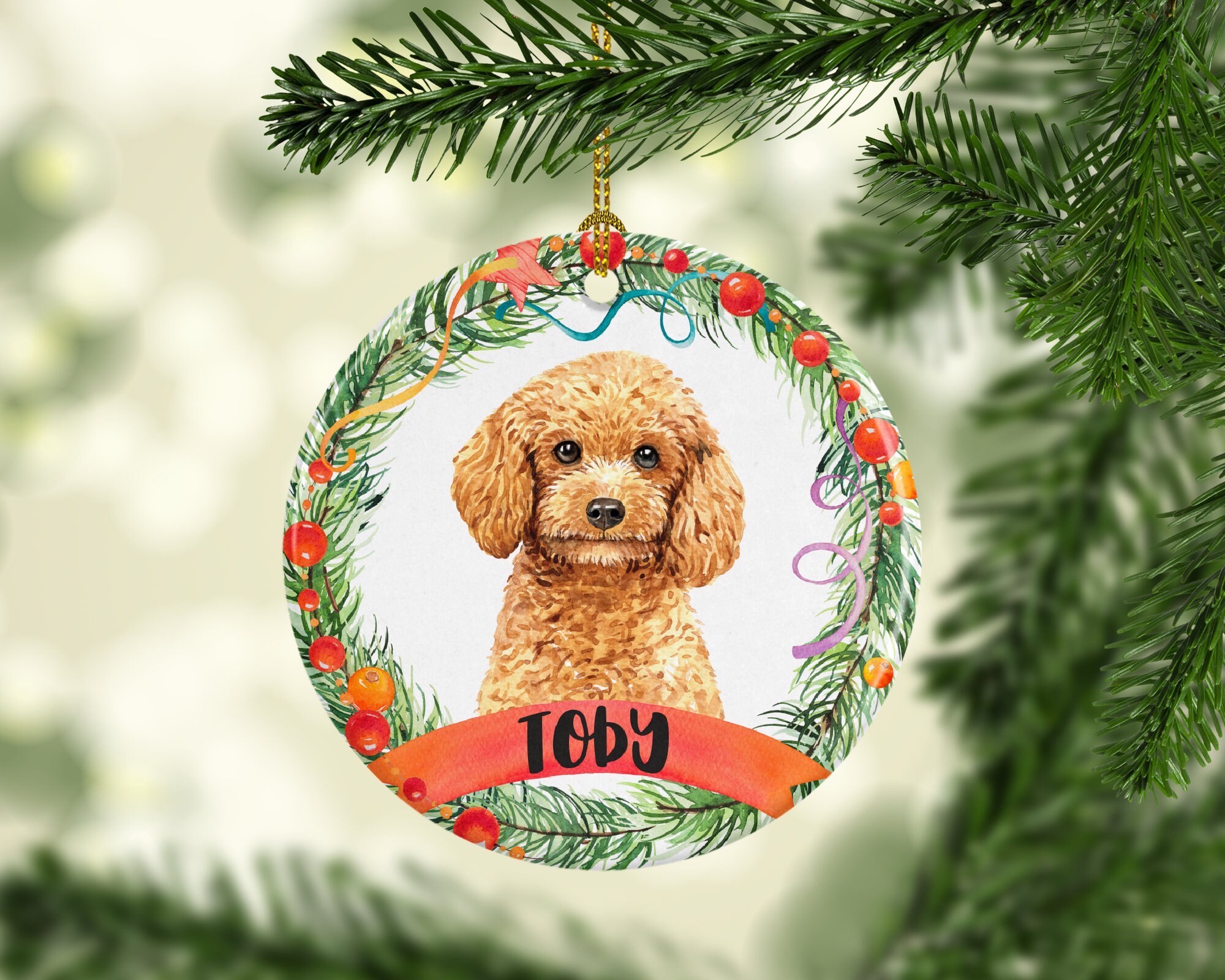 Poodle Christmas Ornament Personalized Ornament Custom Dog Etsy