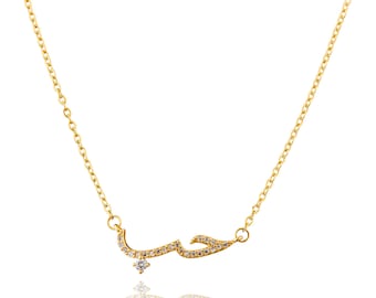 Edelstahl Kette mit minimalistisch arabischem Anhänger - Liebe Schrift Symbol Halskette für Damen, Schmuck Geschenkidee, Statement gold