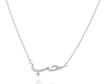 Edelstahl Kette mit minimalistisch arabischem Anhänger - Liebe Schrift Symbol Halskette für Damen, Schmuck Geschenkidee, Statement silber