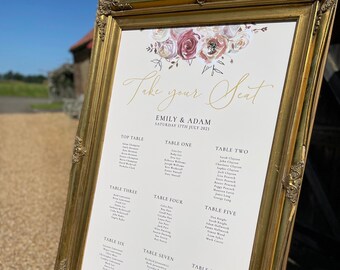 Printed Personalised Wedding Table Seating Plan Wedding Breakfast Seating Chart
