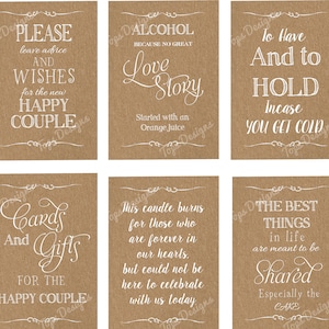 DIGITAL, Letreros de boda, Género neutro, Kraft rústico, Letrero de boda, Paquete de 24, letrero de tarjetas y regalos, libro de visitas, elegir asiento, el amor es dulce