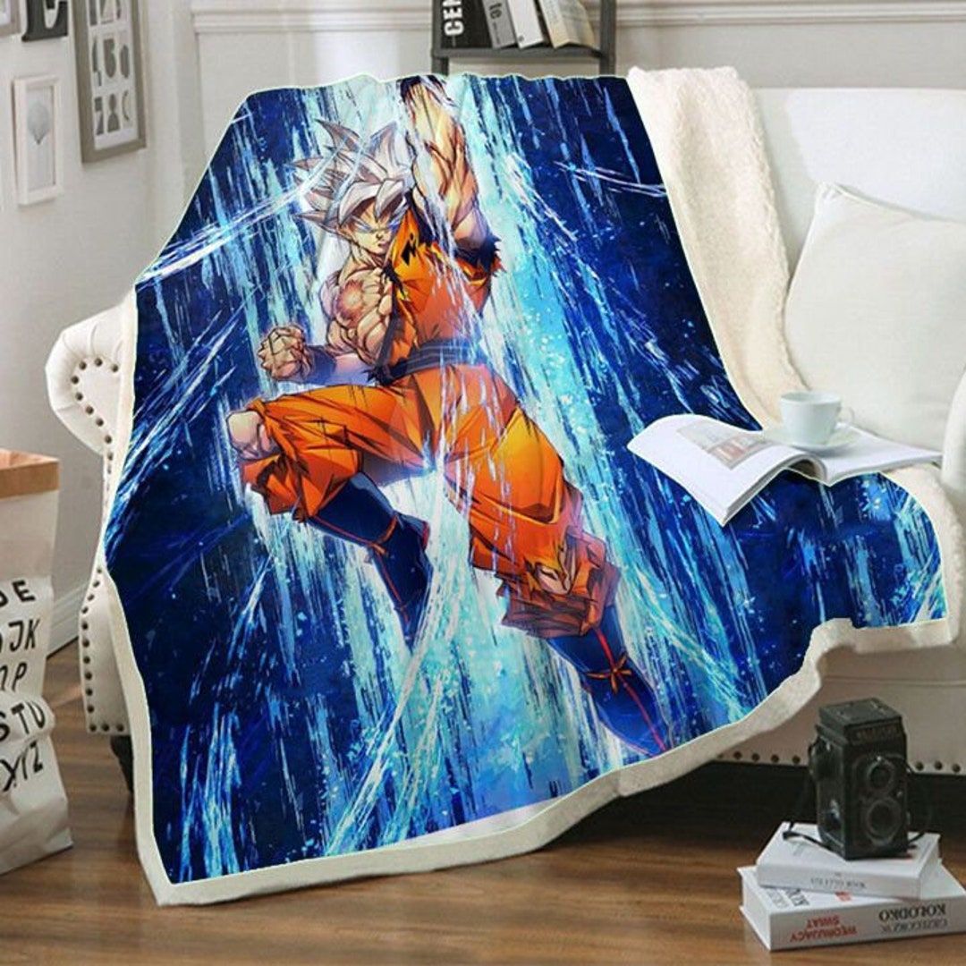 Son Goku Dragon Baii Z Anime Fleece Blanket Son Goku Gift Etsy