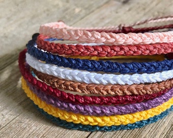 Solid Mini Braided Anklet // Waterproof Adjustable Surfer Wax Cord Handmade Jewelry