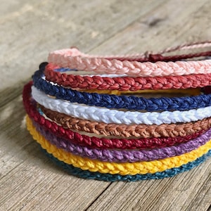 Solid Mini Braided Anklet // Waterproof Anklet, Surfer Anklet, Beach Anklet, Wax Cord Anklet, Boho Anklet, VSCO Anklet