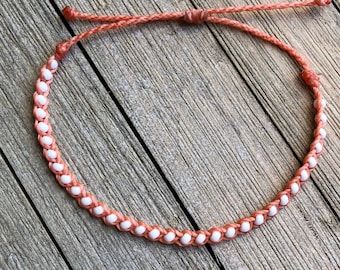 Beaded Braid Bracelet or Anklet // Waterproof Adjustable Handmade Jewelry