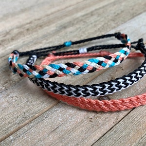 Flat Braid Bracelet or Anklet // Waterproof Bracelet, Waterproof Anklet, Surfer Anklet, Surfer Bracelet, Beach Bracelet, Wax Cord Anklet