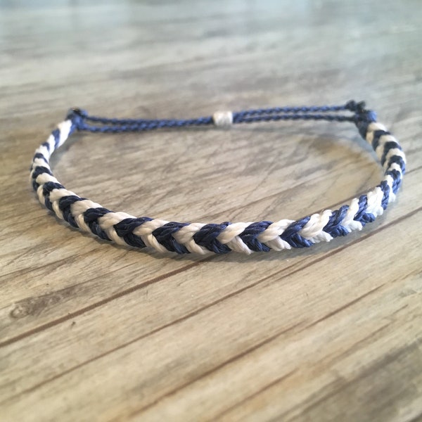 Chevron Braid Bracelet or Anklet // Waterproof Bracelet, Waterproof Anklet, Surfer Anklet, Beach Bracelet, Wax Cord Anklet, VSCO Bracelet