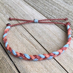 Tricolor Thick Braid Bracelet or Anklet // Waterproof Bracelet, Waterproof Anklet, Surfer Anklet, Surfer Bracelet, Beach Bracelet, Wax Cord