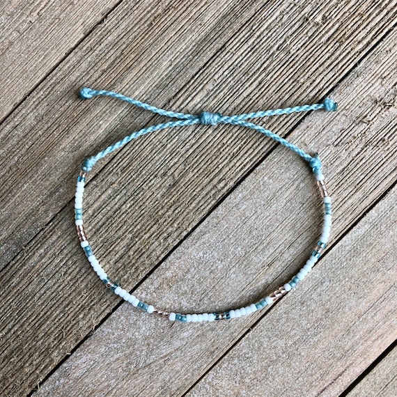 Cotton Candy Seed Bead Bracelet or Anklet // Waterproof Bracelet, Surfer Anklet, Surf Bracelet, VSCO Anklet, Boho Anklet, Beach Bracelet