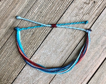 RIPTIDE Multi-Strand Bracelet or Anklet // Waterproof Adjustable Surfer Wax Cord Handmade Jewelry