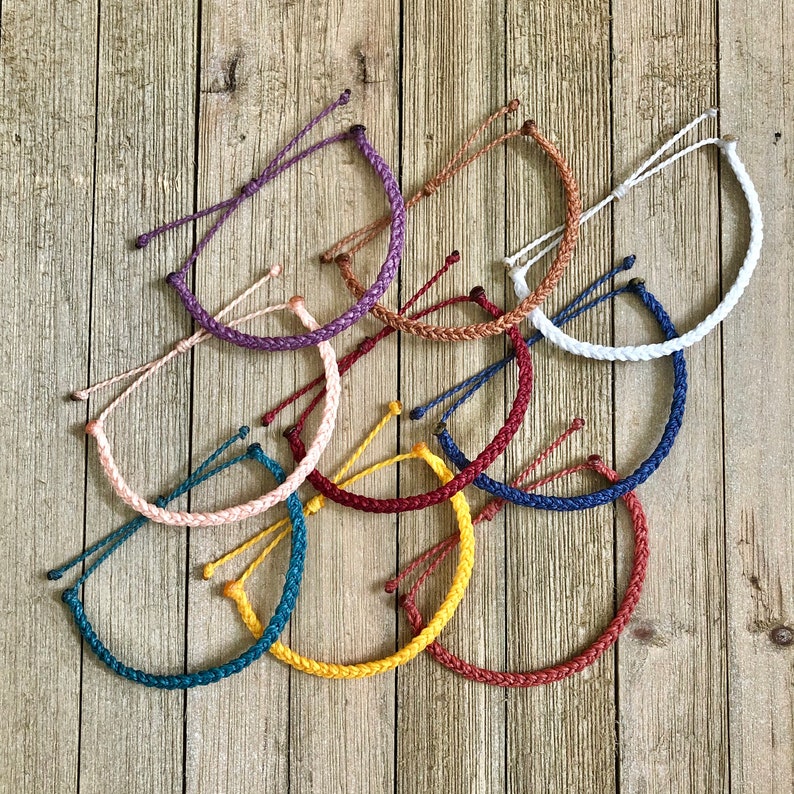 Solid Mini Braided Bracelet or Anklet // Waterproof Bracelet - Etsy