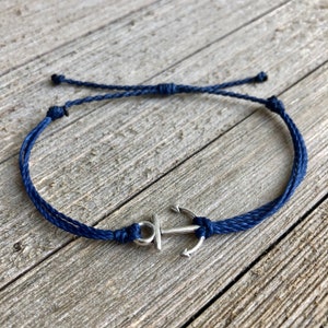 Anchor Charm Bracelet or Anklet // Waterproof Bracelet, Waterproof Anklet, Surfer Anklet, Beach Bracelet, Wax Cord Anklet, Boho Bracelet