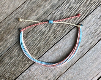 BEACHY Multi-Strand Bracelet or Anklet // Waterproof Adjustable Handmade Surfer Wax Cord Jewelry