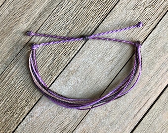 AMETHYST Multi-Strand Bracelet or Anklet // Waterproof, Adjustable, Wax Cord Jewelry