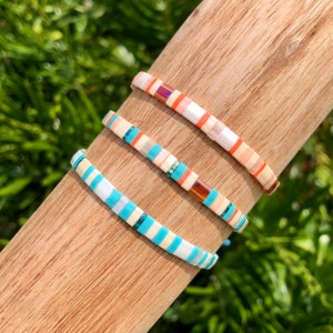 Waterproof Tila Bead Bracelet or Anklet // Adjustable Beaded Surfer Anklet, Beach Shell Tropical Jewelry, Summer Swim Surf Accessories RTS