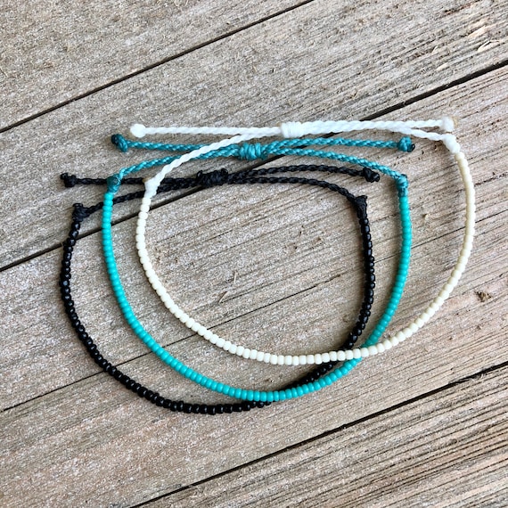 Solid Seed Bead Bracelet or Anklet // Waterproof Adjustable Beach Surfer VSCO Festival Parade Outdoors Nature Summer Cute Colorful Boho Surf