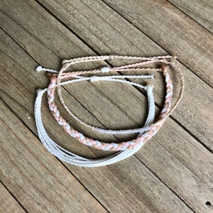 WHITESANDS Bracelet or Anklet Stack, Set of 3 // Waterproof Adjustable Handmade Wax Cord Surfer Jewelry