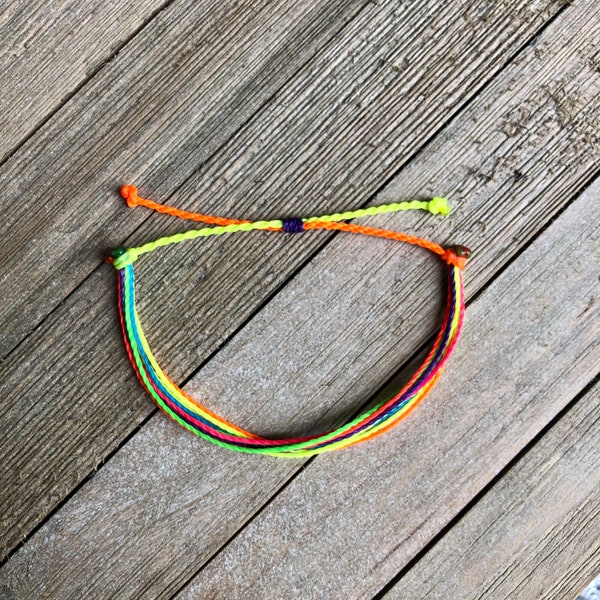 NEON Multi-Strand Bracelet or Anklet // Waterproof Adjustable Beach Surfer VSCO Festival Parade Outdoors Summer Cute Colorful Boho Surf