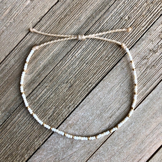 Gilded Seed Bead Bracelet or Anklet // Waterproof Bracelet, Surfer Anklet, Surf Bracelet, VSCO Anklet, Boho Anklet, Beach Bracelet