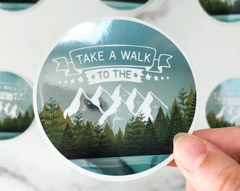 CLOSEOUT SALE - Reflective Mountains sticker - hiking sticker - nature sticker
